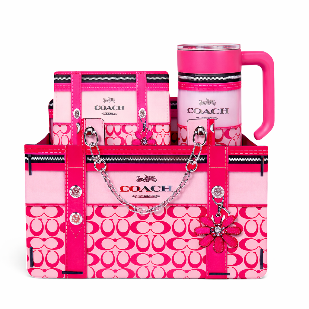 Tumbler Set: Decorative Purse Gift Box Set: 4-Piece Pretty in Pink