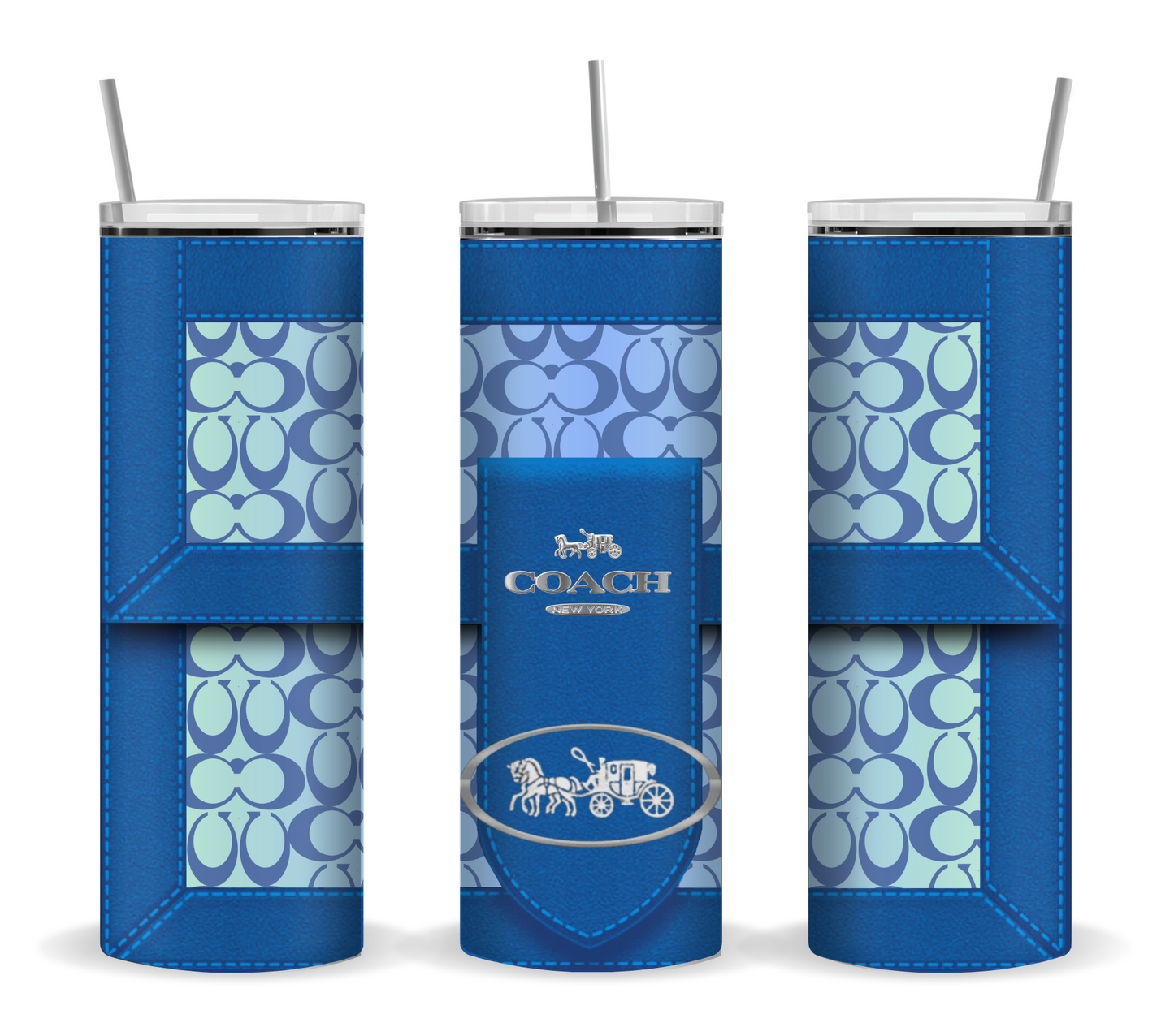 Tumbler: 20 oz Insulated Tumbler – Blue Multicolored Designer-Style Pattern
