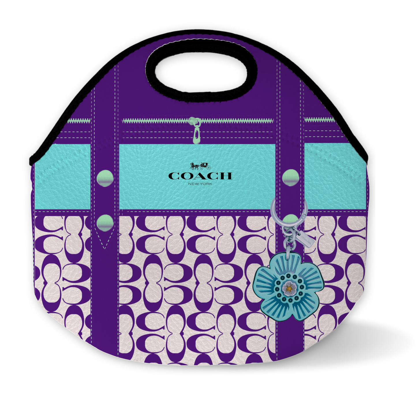 Multicolored Purple and Aqua Lunch Bag