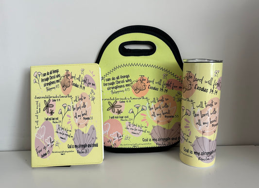 Custom Designed Set: Journal, Tumbler and Lunch Bag