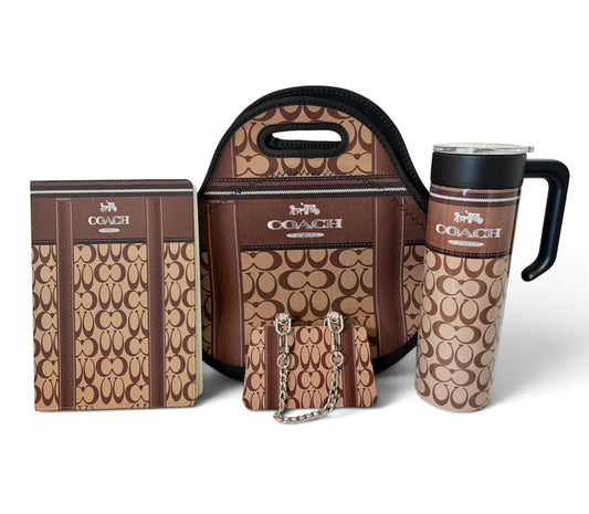 Tumbler Set: Brown Custom Designed Gift Set – Journal, Tumbler & Lunch Bag