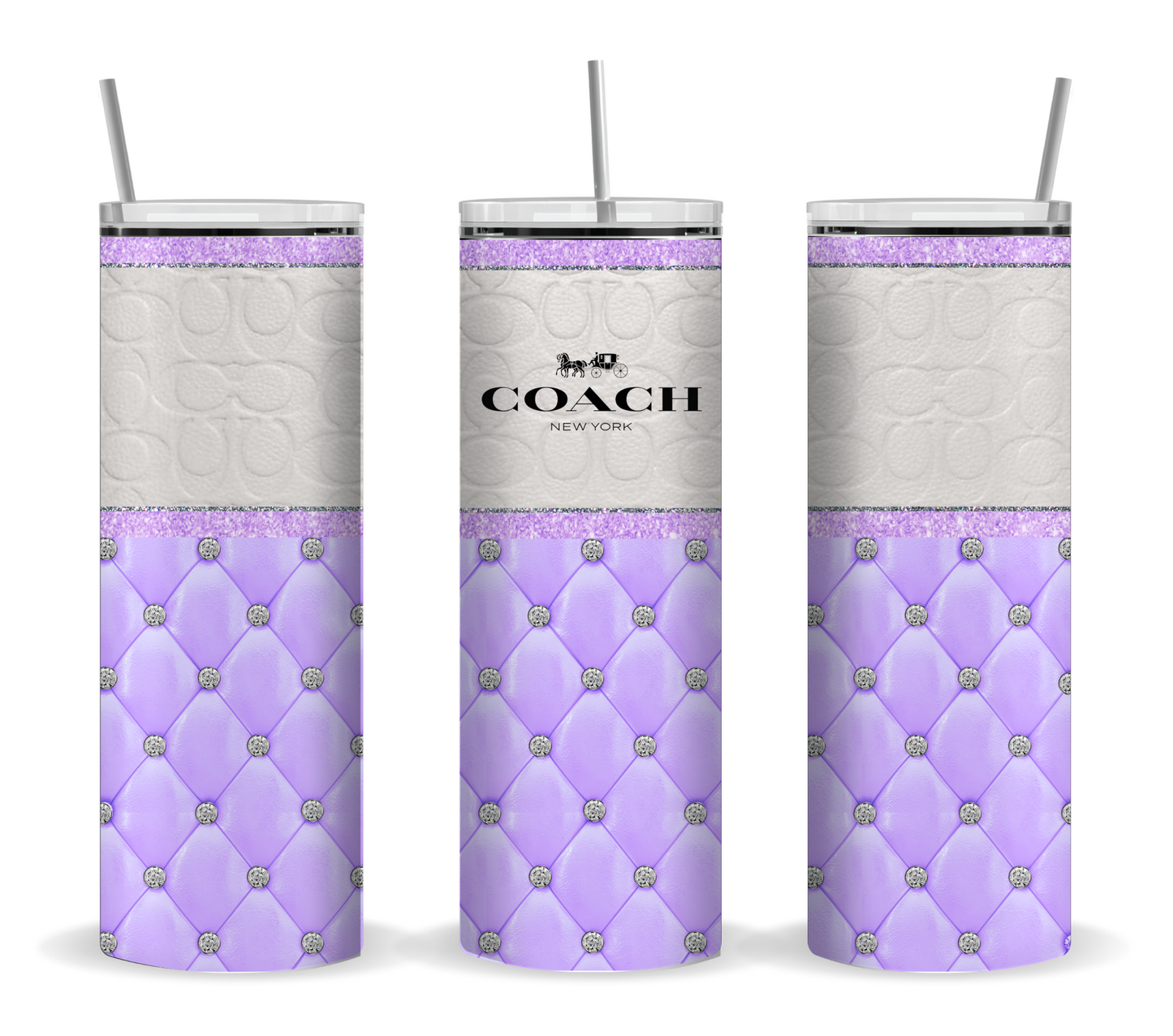 Tumbler: 20 oz Insulated Tumbler – Lavender with Silver Accents Designer-Style Pattern