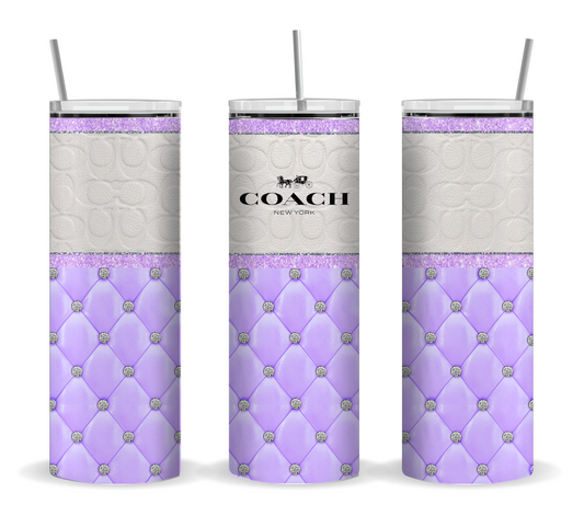 Tumbler: 20 oz Insulated Tumbler – Lavender with Silver Accents Designer-Style Pattern