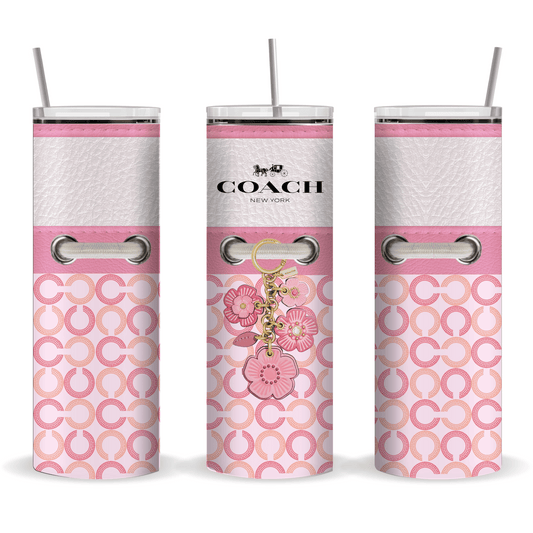 Tumbler: 20 oz Insulated Tumbler – Pink and Peach Designer-Style Pattern