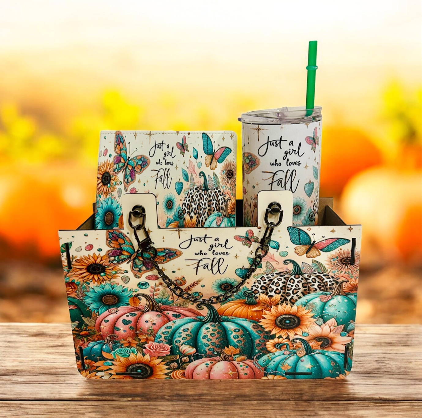 Tumbler: Decorative Purse Gift Box Set: 3-Piece Fall Gift Set