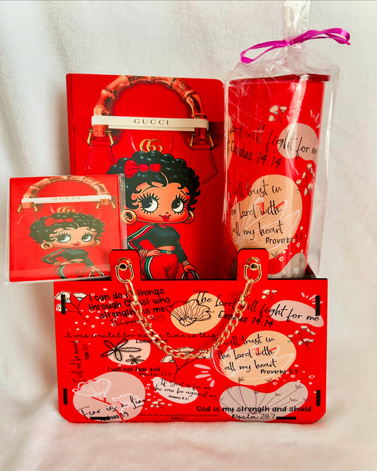 Custom Designed Red Affirmation Scriptures & Fashionista Betty set