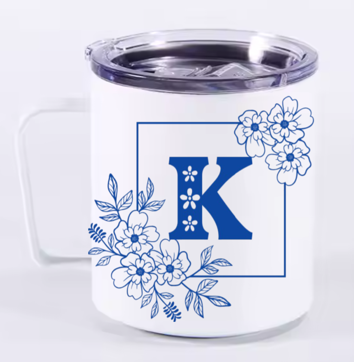 Insulated Camp Mug Personalized Floral Design – Custom Name or Initial