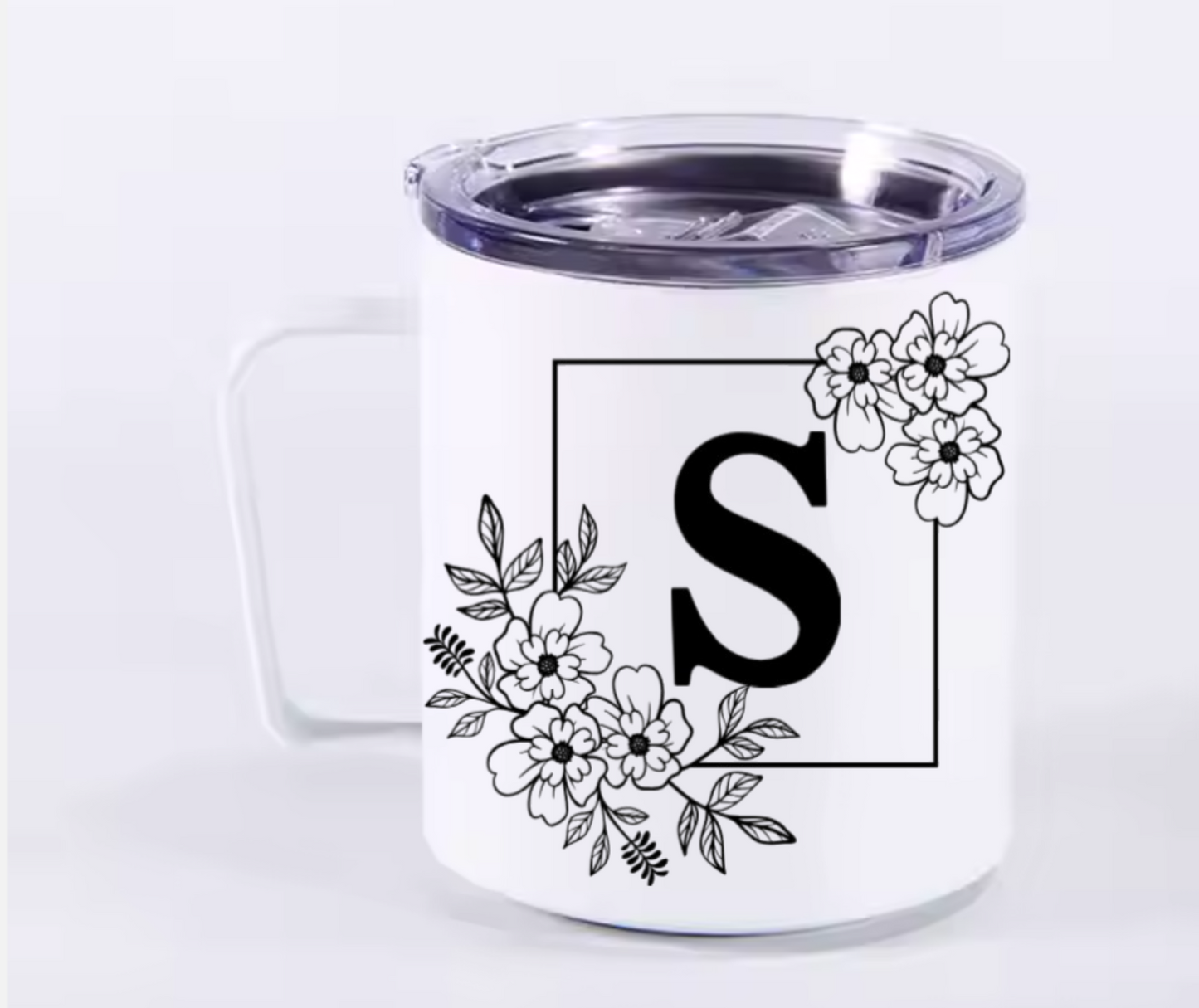 Insulated Camp Mug Personalized Floral Design – Custom Name or Initial